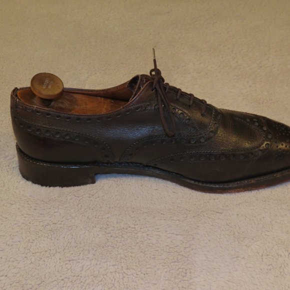 J.M. Weston 398 Vintage Brown Calf Leather Brogues US 10.5 E - Picture 5 of 11
